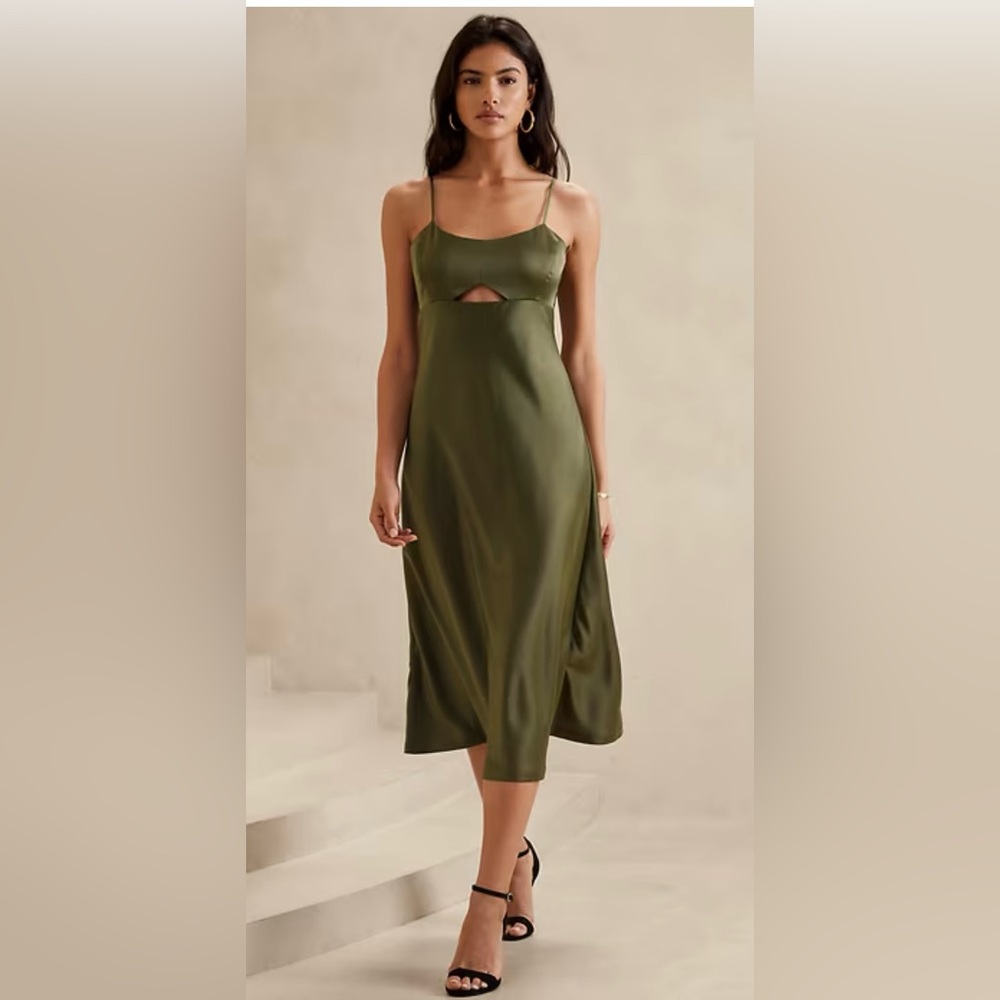 Banana Republic Olive Green Cut Out Dress - NWT
